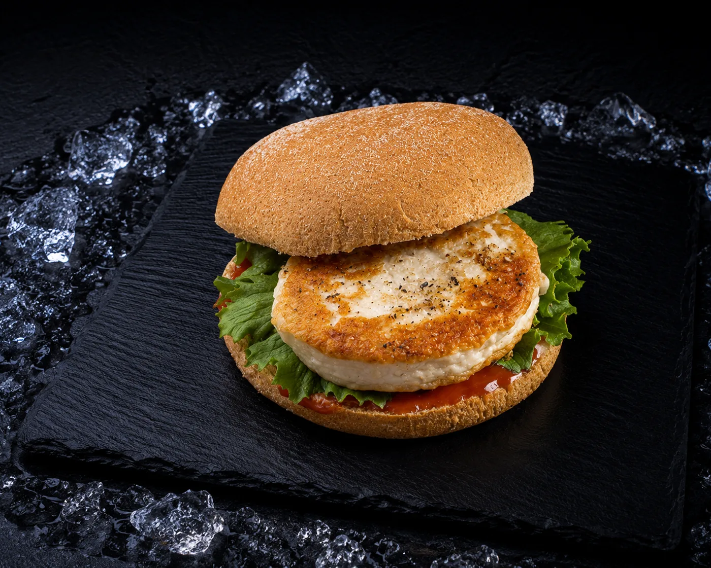 Fiskeburger m/bacon og ost fra Havøyet, frossen sjømat levert i Bergen